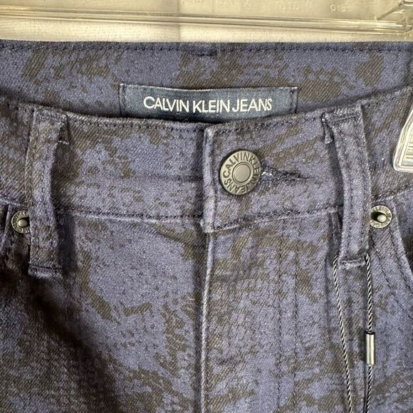 NWT Calvin Klein Women’s Blue Snakeskin Print High Rise Skinny Denim Jeans 27 - Picture 3 of 11